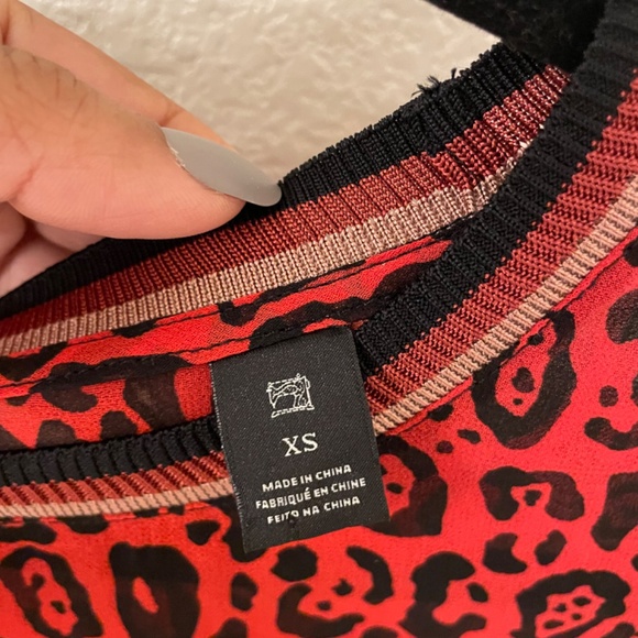 SCOTCH & SODA The Peaks Sheer Cheetah Print Red/Black Blouse Size XS - Picture 4 of 10